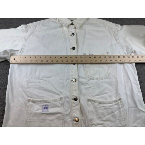 Lee x H&M Men’s Ecru Denim Chore Shirt Jacket Size M Workwear Overshirt Pockets - Picture 9 of 16
